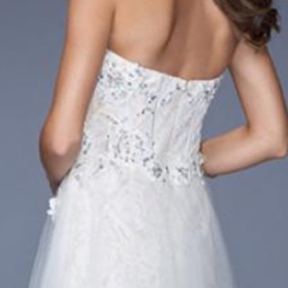 GIGI by LA FEMME Light Pink Strapless Sweetheart Corset Sheer Gown - Picture 12 of 17